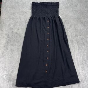 Deja Bleu Convertible A Line Maxi Dress Womens Medium Black Smocked Bodice